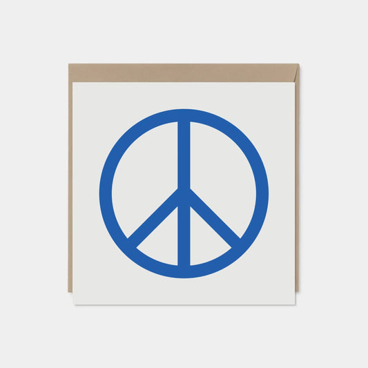 Square Blue Peace Sign Card-Greeting & Note Cards-The Design Craft