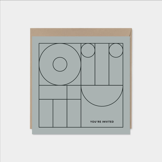 Square Geo Modern Line Art Invitation-The Design Craft