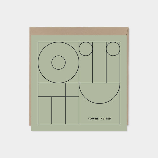 Square Geo Modern Line Art Invitation-The Design Craft