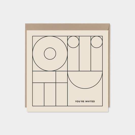 Square Geo Modern Line Art Invitation-The Design Craft