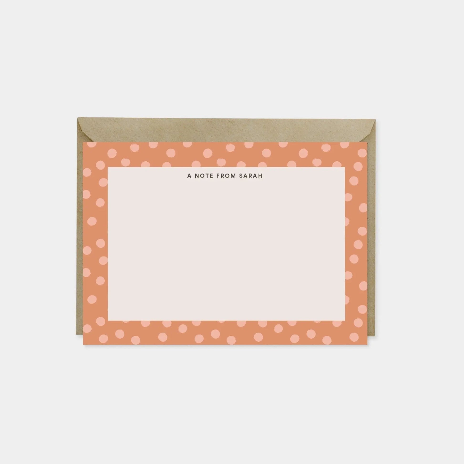 Terracotta Dots Pattern Border Note Cards