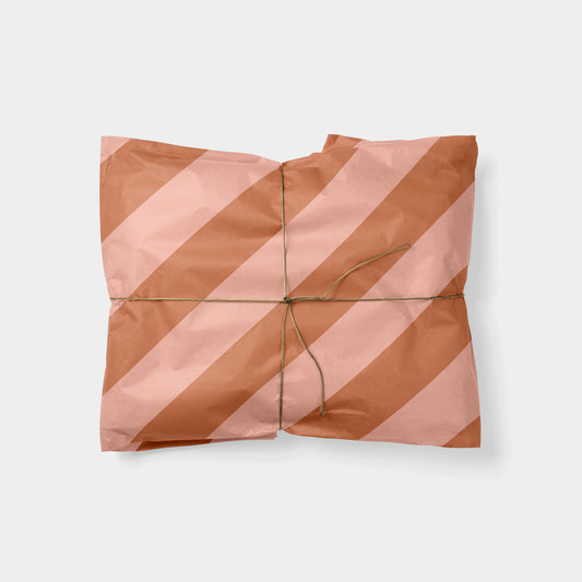 Terracotta & Pink Striped Gift Wrap