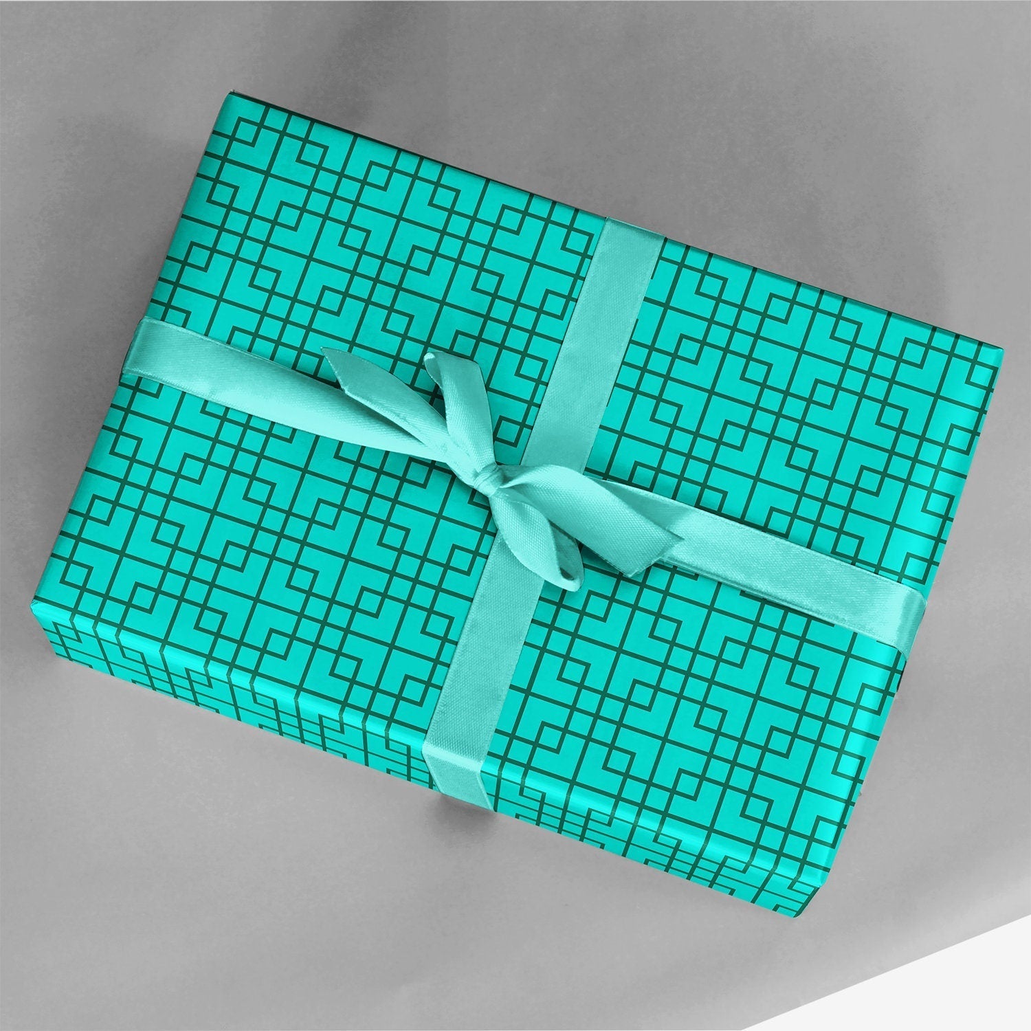 Turquoise Chinese Lattice Gift Wrap-Gift Wrapping-The Design Craft