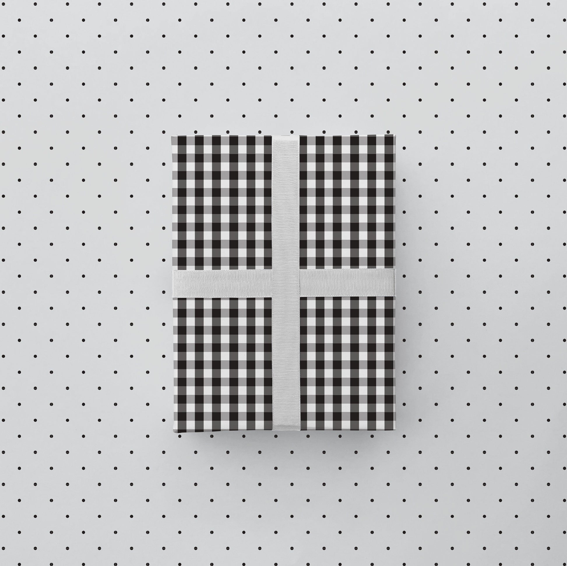 Vintage Black Dot and Gingham Gift Wrap-Gift Wrapping-The Design Craft