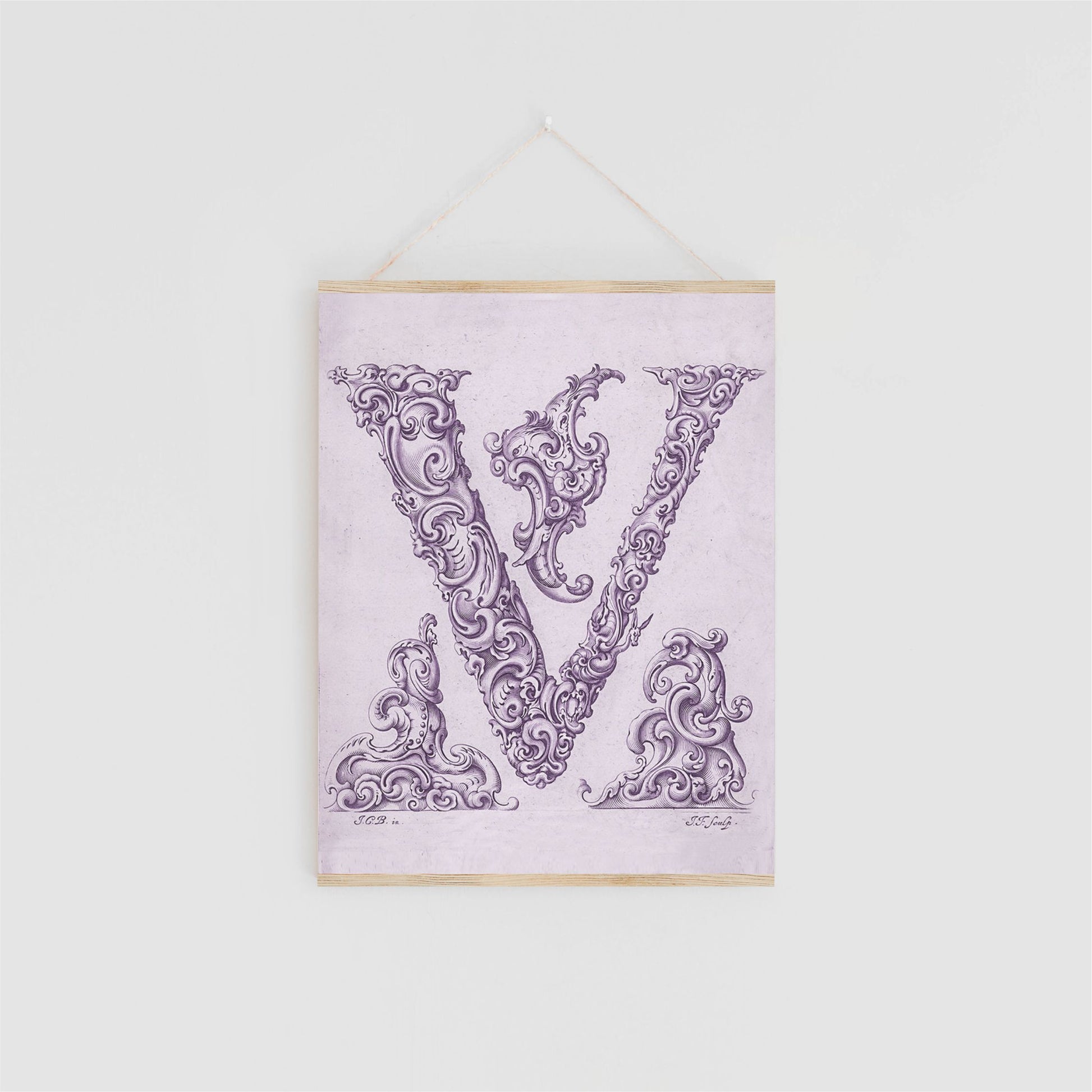 Vintage Letter Art Print with Hanger II-Art Prints-The Design Craft