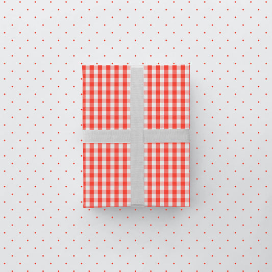 Vintage Red Gingham and Microdot Pattern-Gift Wrapping-The Design Craft