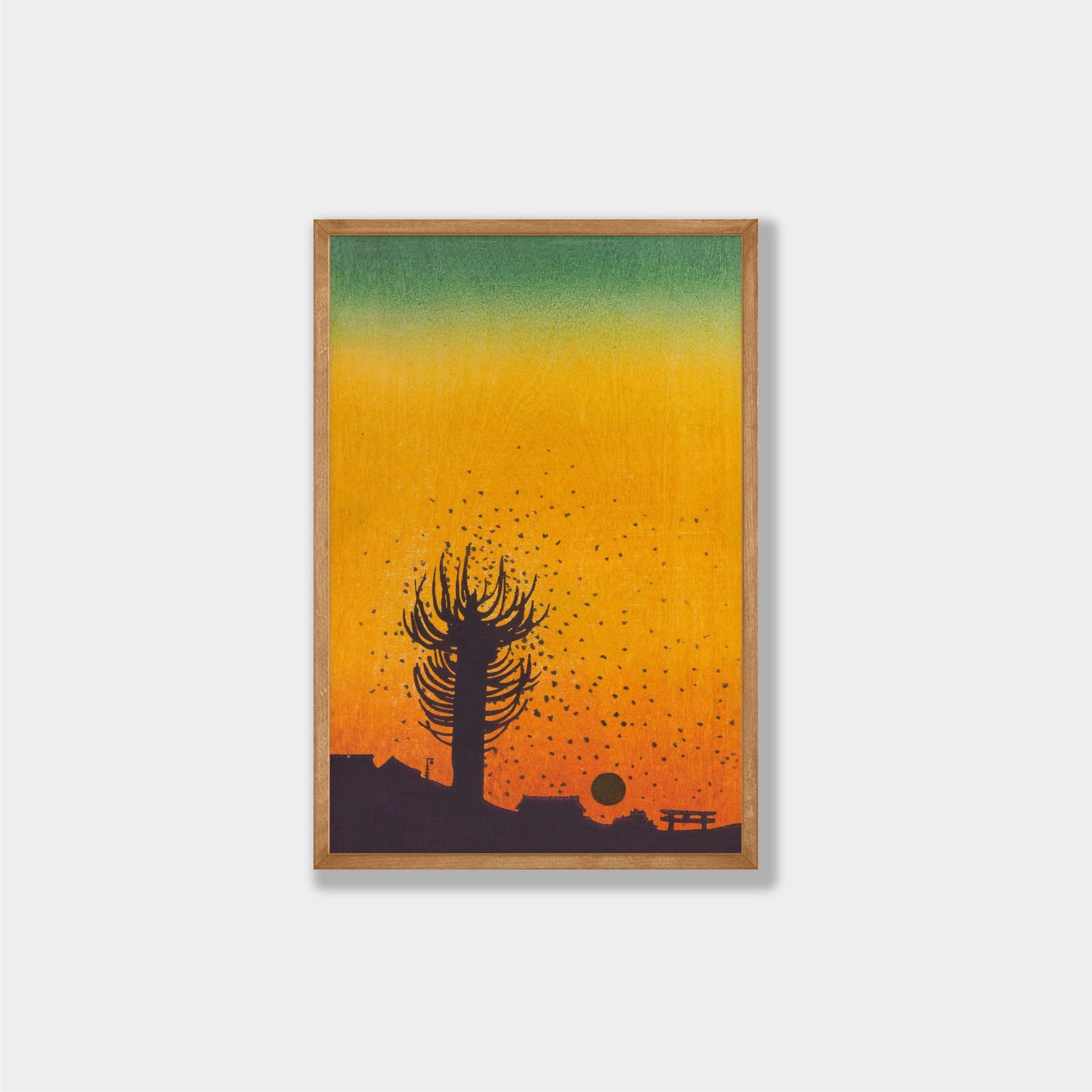 Vintage Sunset Silhouette Japanese Art-Art Prints-The Design Craft