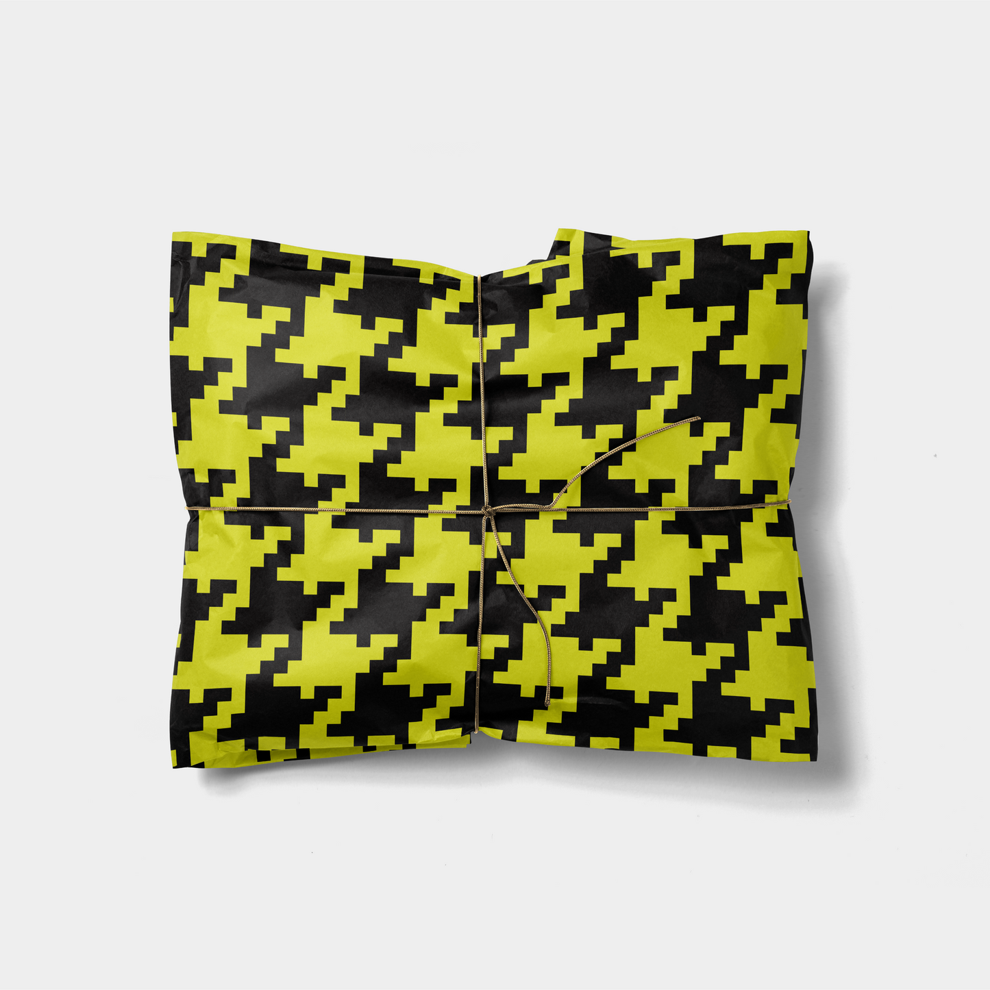 Yellow Oversized Houndstooth Gift Wrap-Gift Wrapping-The Design Craft