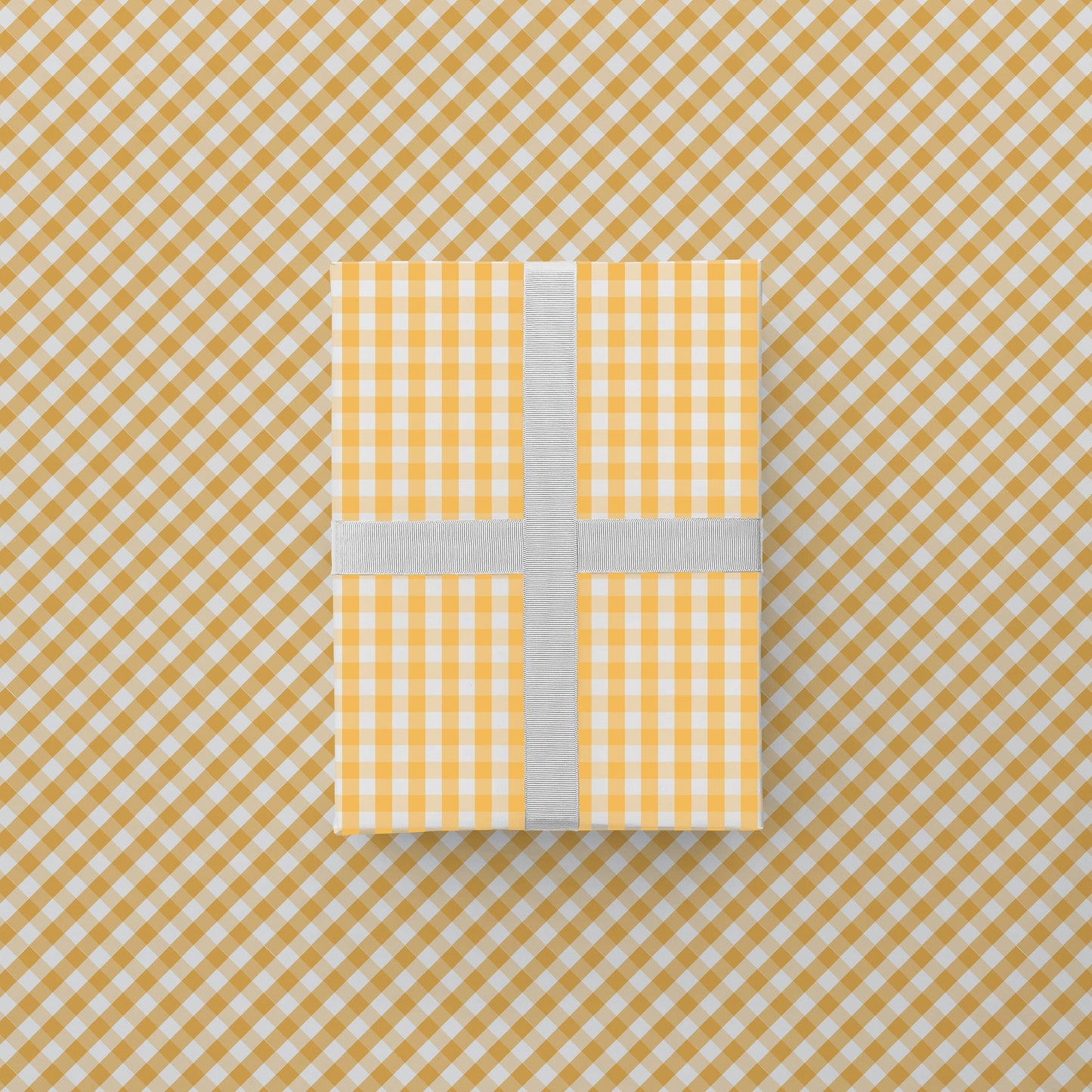 Yellow Vintage Gingham Gift Wrap-Gift Wrapping-The Design Craft