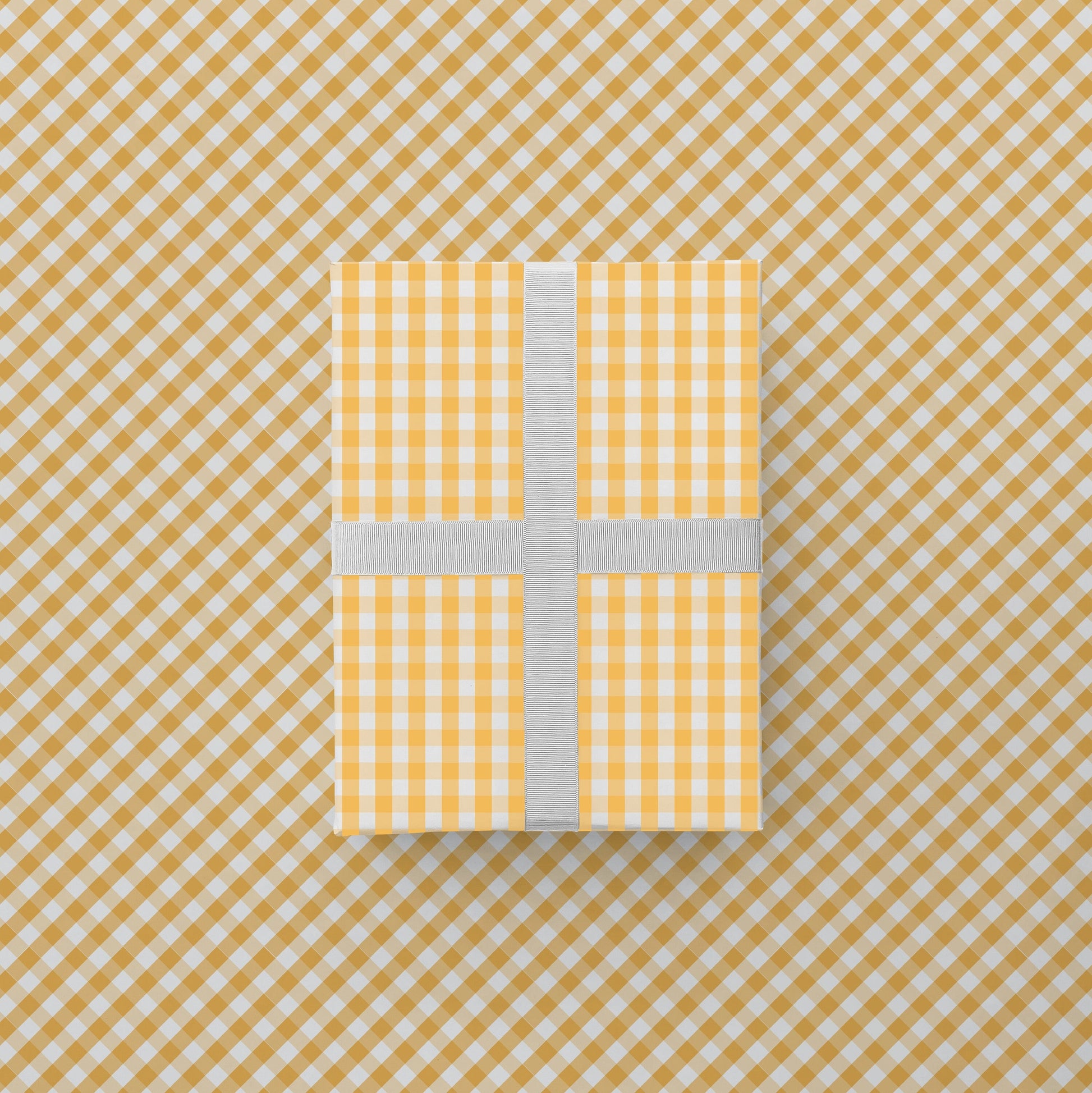 Yellow Vintage Gingham Gift Wrap-Gift Wrapping-The Design Craft