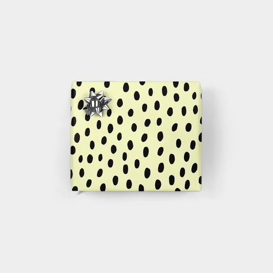 Yellow and Black Hand-drawn Polka Dots-Gift Wrapping-The Design Craft