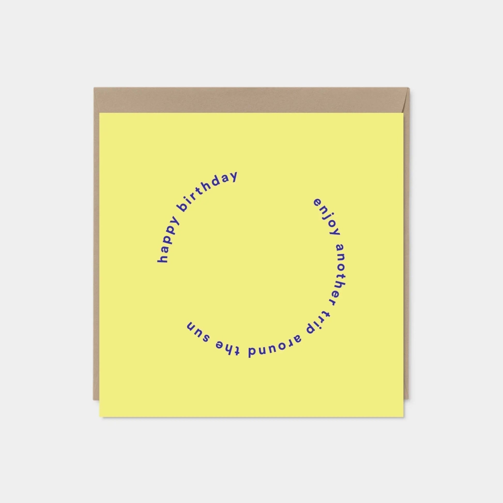 "Another Trip Around the Sun" Yellow Square Birthday Card
