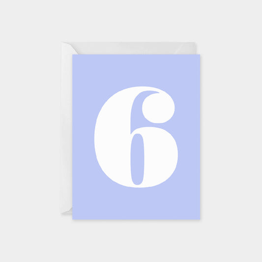 Birthday Age Card, Six, Serif Number