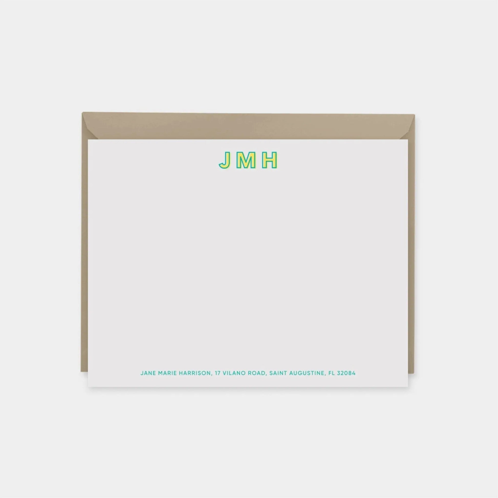 Bright and Modern Monogram Note Cards
