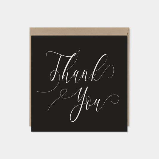 Elegant Square Calligraphy Script Thank You Card