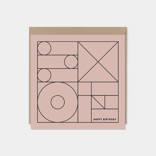 Geo Modern Line Art Card II, Happy