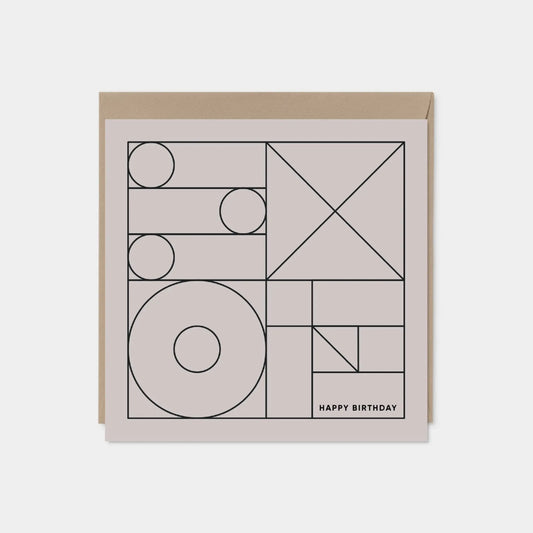 Geo Modern Line Art Card IV, Happy