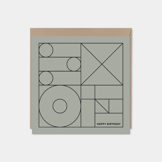 Geo Modern Line Art Card V, Happy