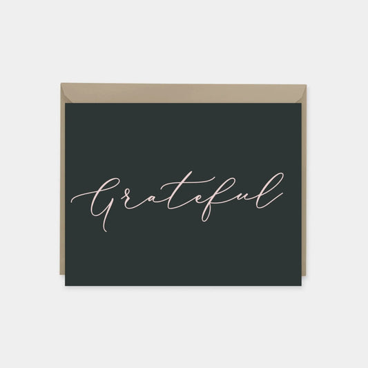 "Grateful" Script Thank You Wedding Card