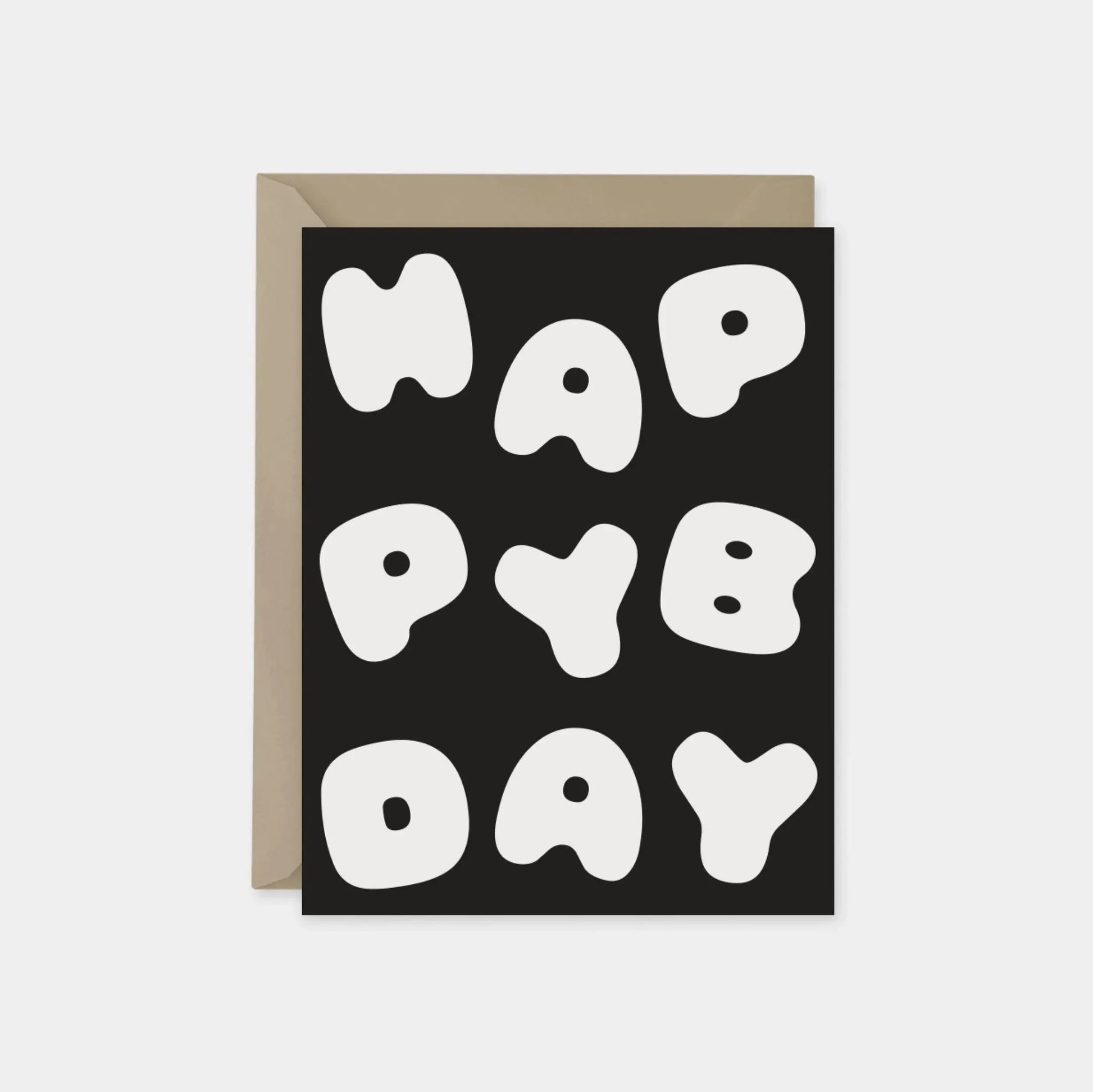 "Happy Birthday" Black Puffy Letters Card