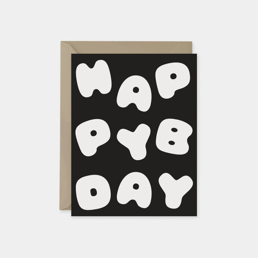 "Happy Birthday" Black Puffy Letters Card
