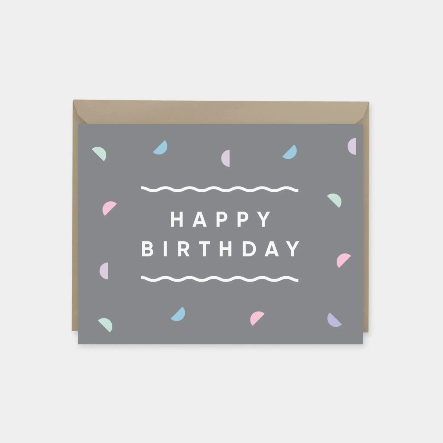 Happy Birthday Gray Modern Confetti Card