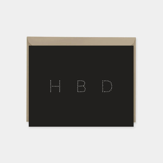"HBD" Birthday Dotted Letters Card
