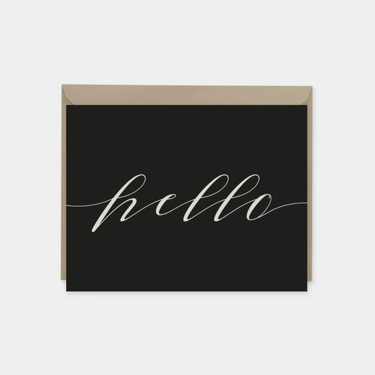 "Hello" Calligraphy Script Black Card