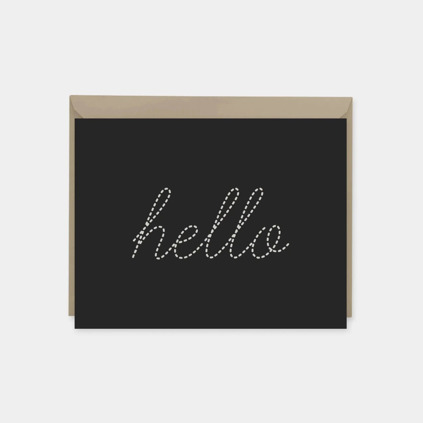 "Hello" Dotted Script Black Card