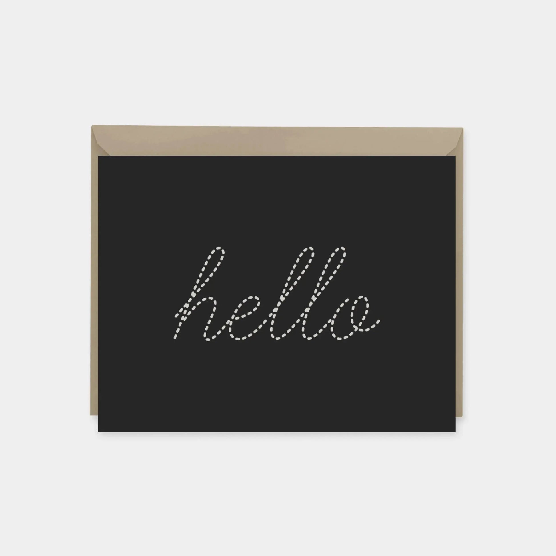 "Hello" Dotted Script Black Card