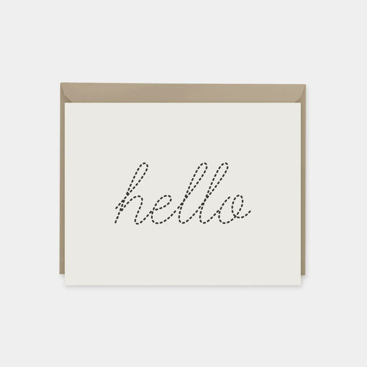 "Hello" Dotted Script Cream Card