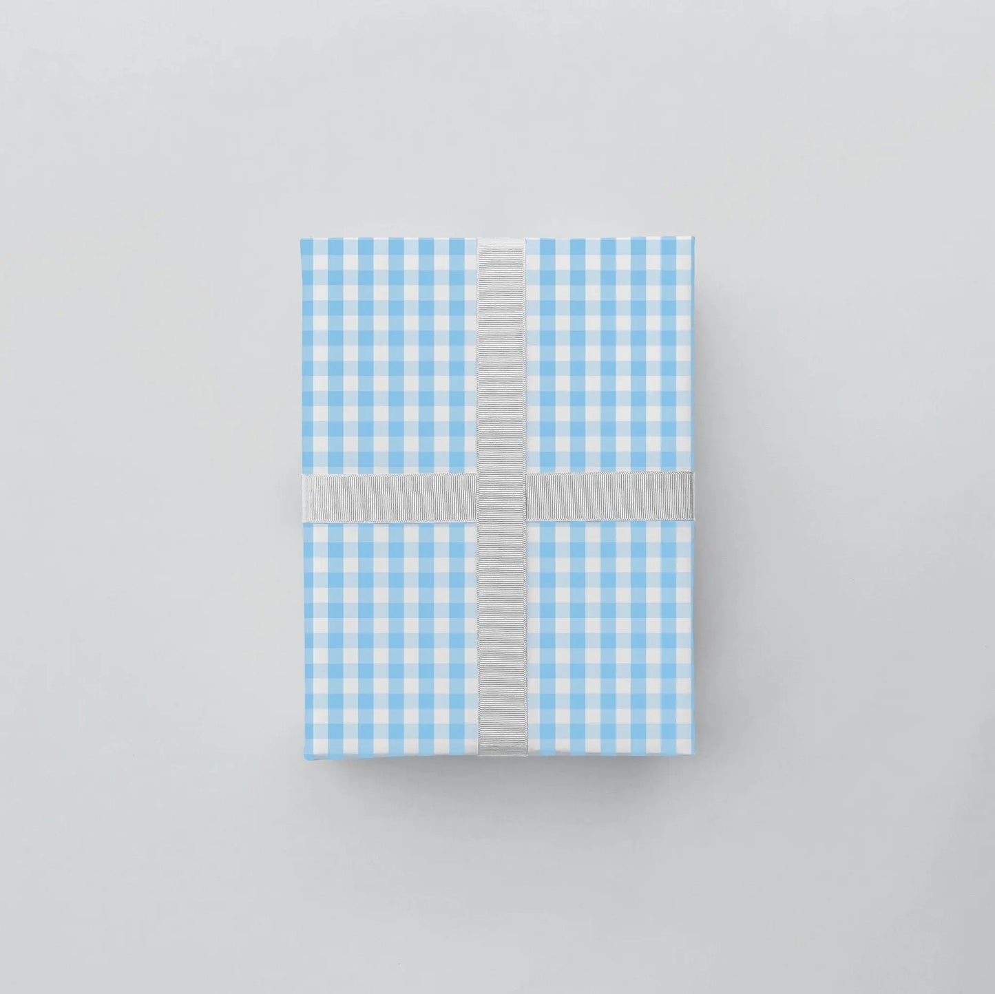 Light Blue Vintage Gingham Gift Wrap