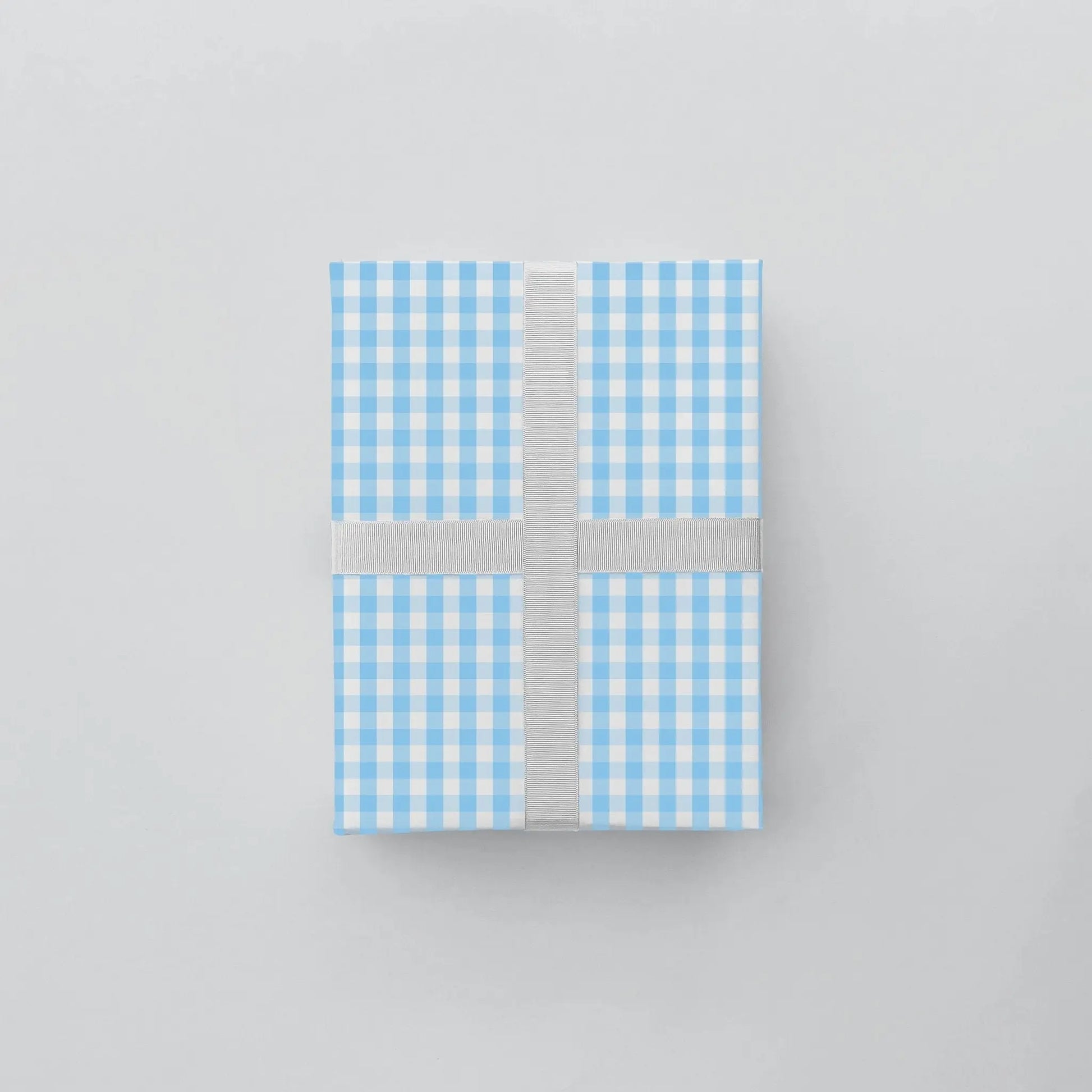 Light Blue Vintage Gingham Gift Wrap