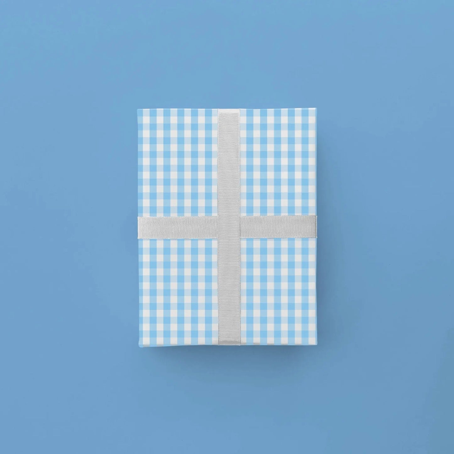 Light Blue Vintage Gingham Gift Wrap