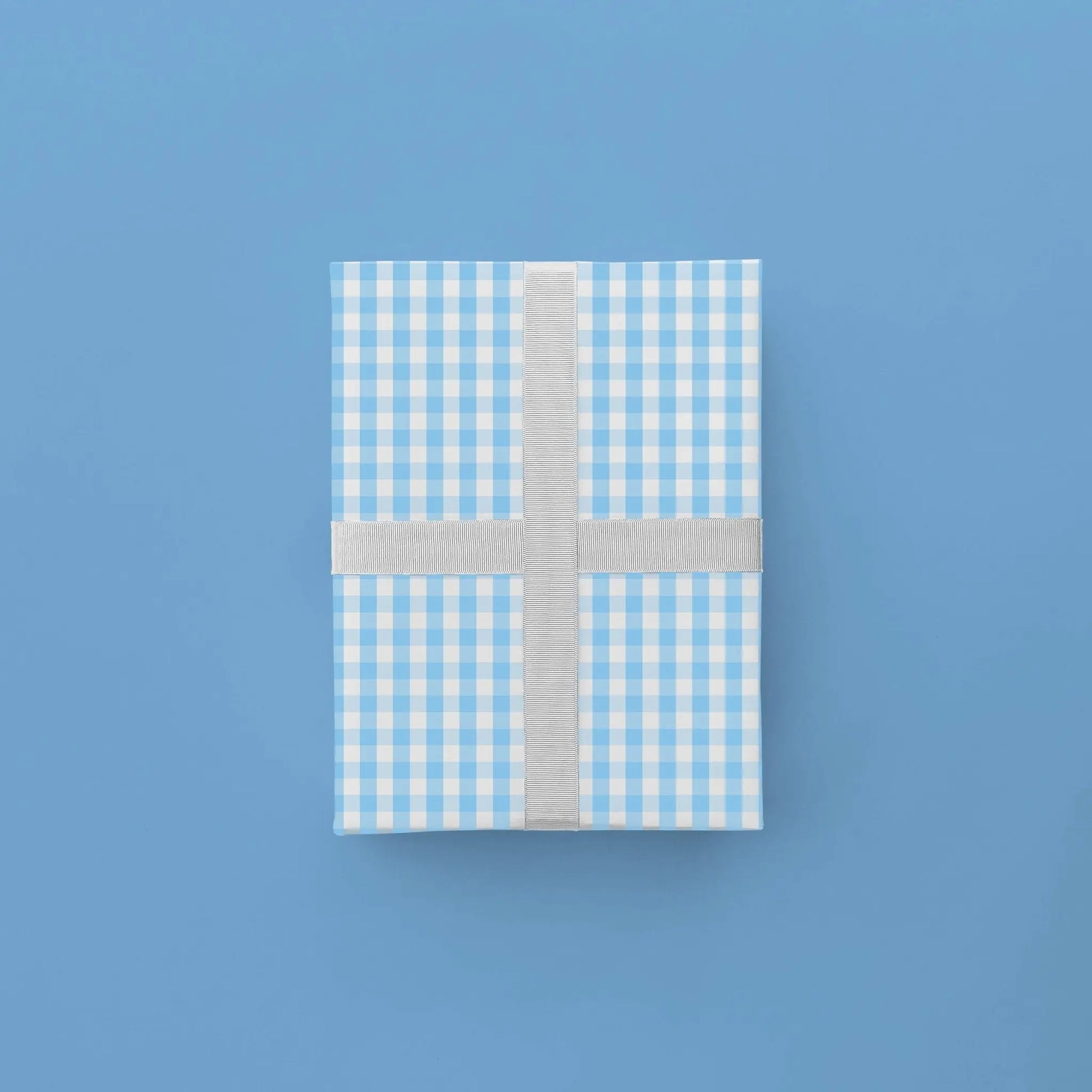 Light Blue Vintage Gingham Gift Wrap