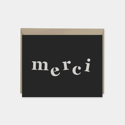 "Merci" Black Thank You Card