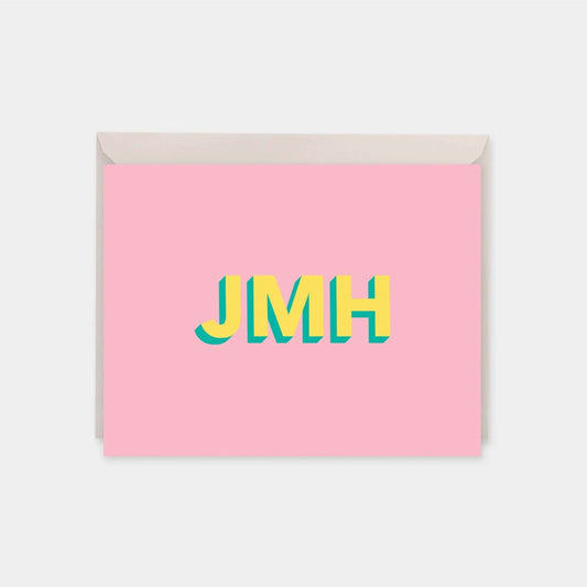 Modern Monogram Note Cards with 3d Type