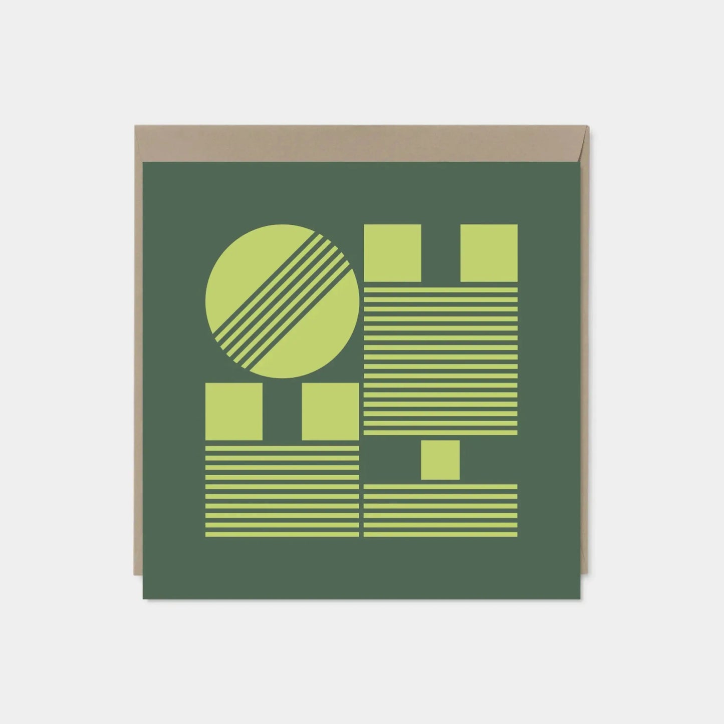 Oh Hi! Modern Geo Typography Card, Green