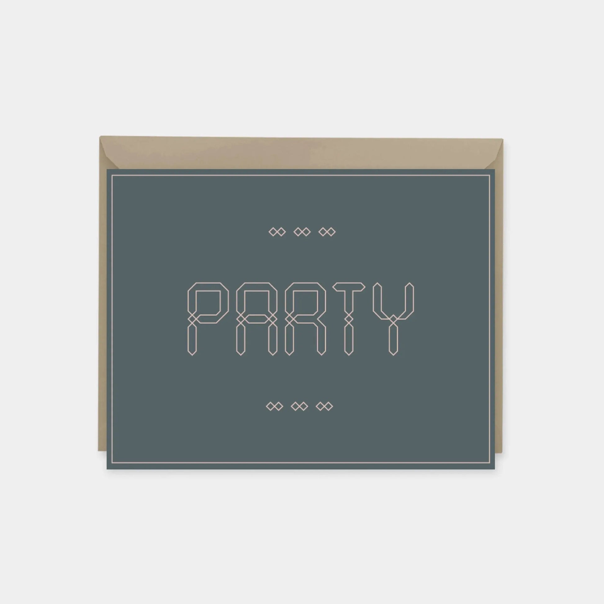 "Party" Maroque Invitation Card, Pink