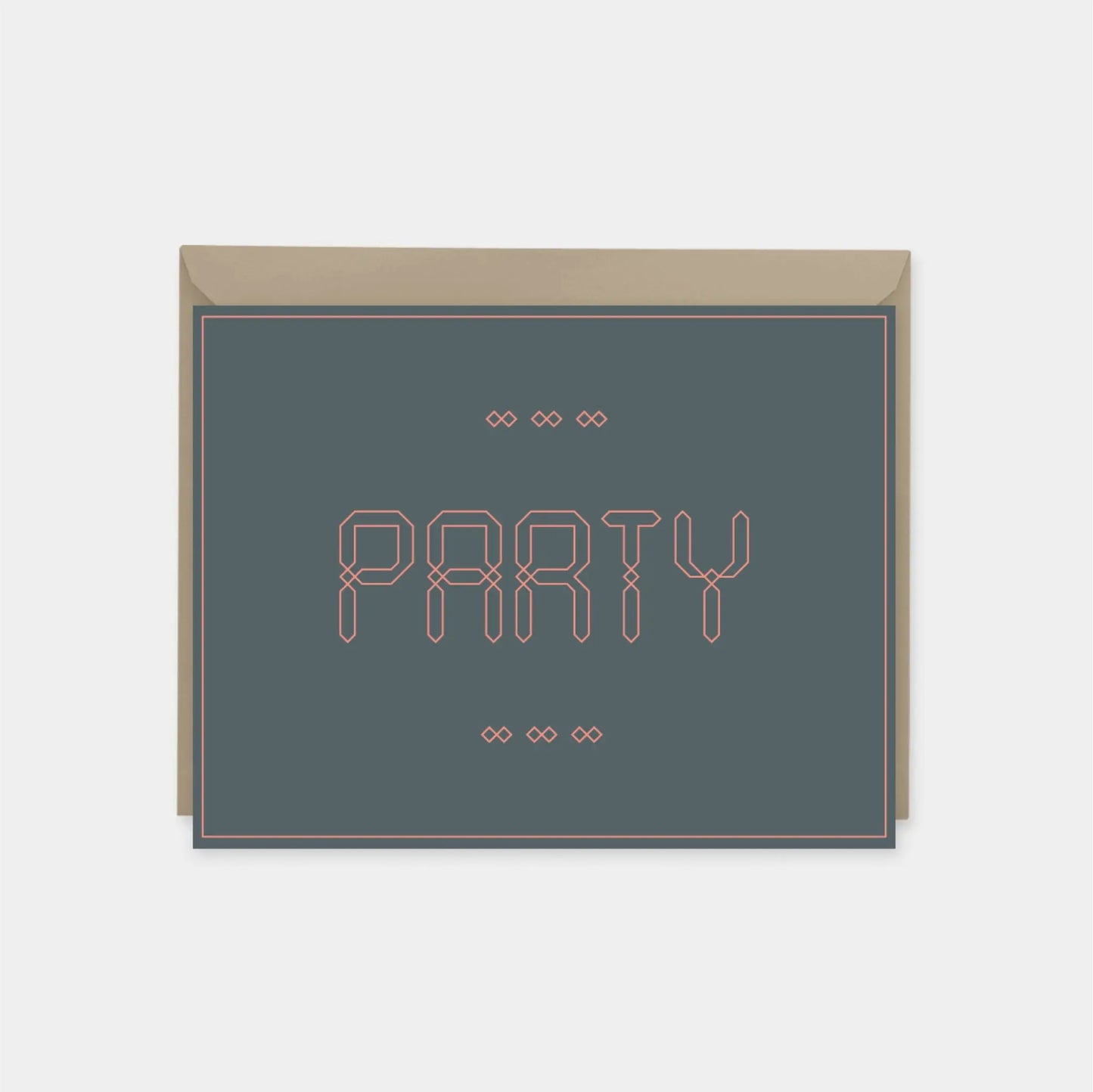 "Party" Maroque Invitation Card V, Bright Pink