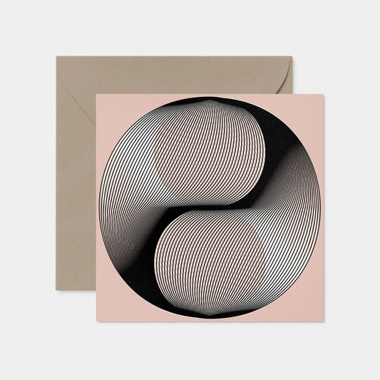 Pink and Black Square Abstract Art Card