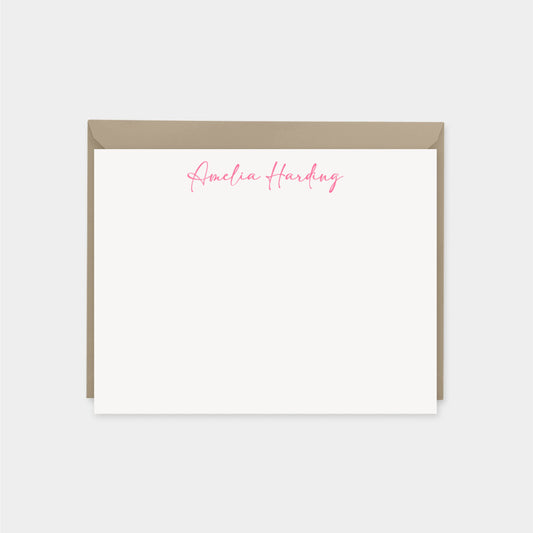 Pink Script Note Cards