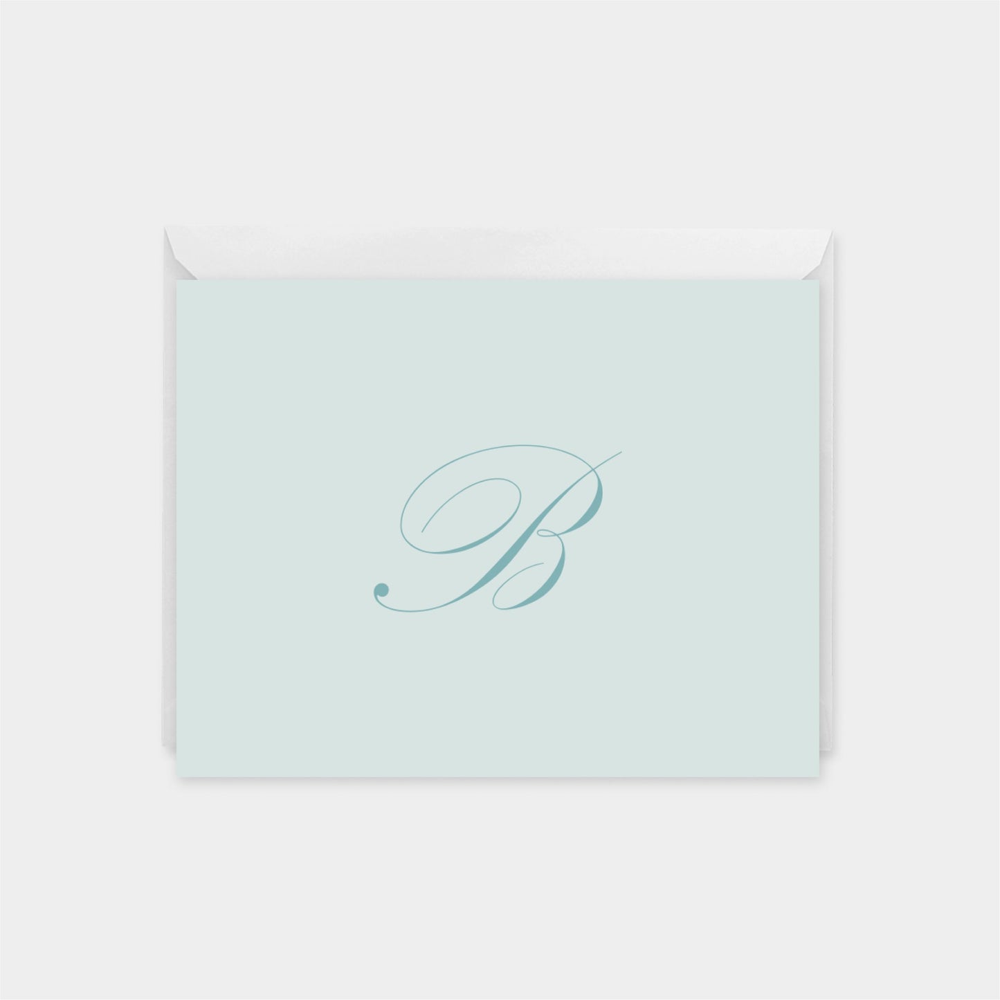 Powder Blue Ornate Script Monogram Note Cards