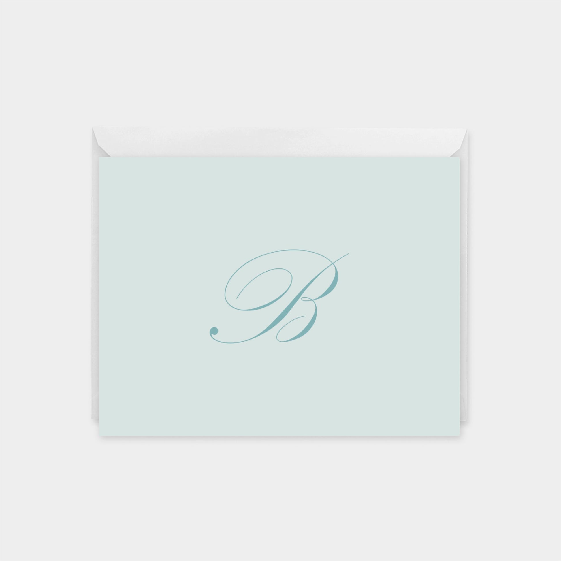 Powder Blue Ornate Script Monogram Note Cards