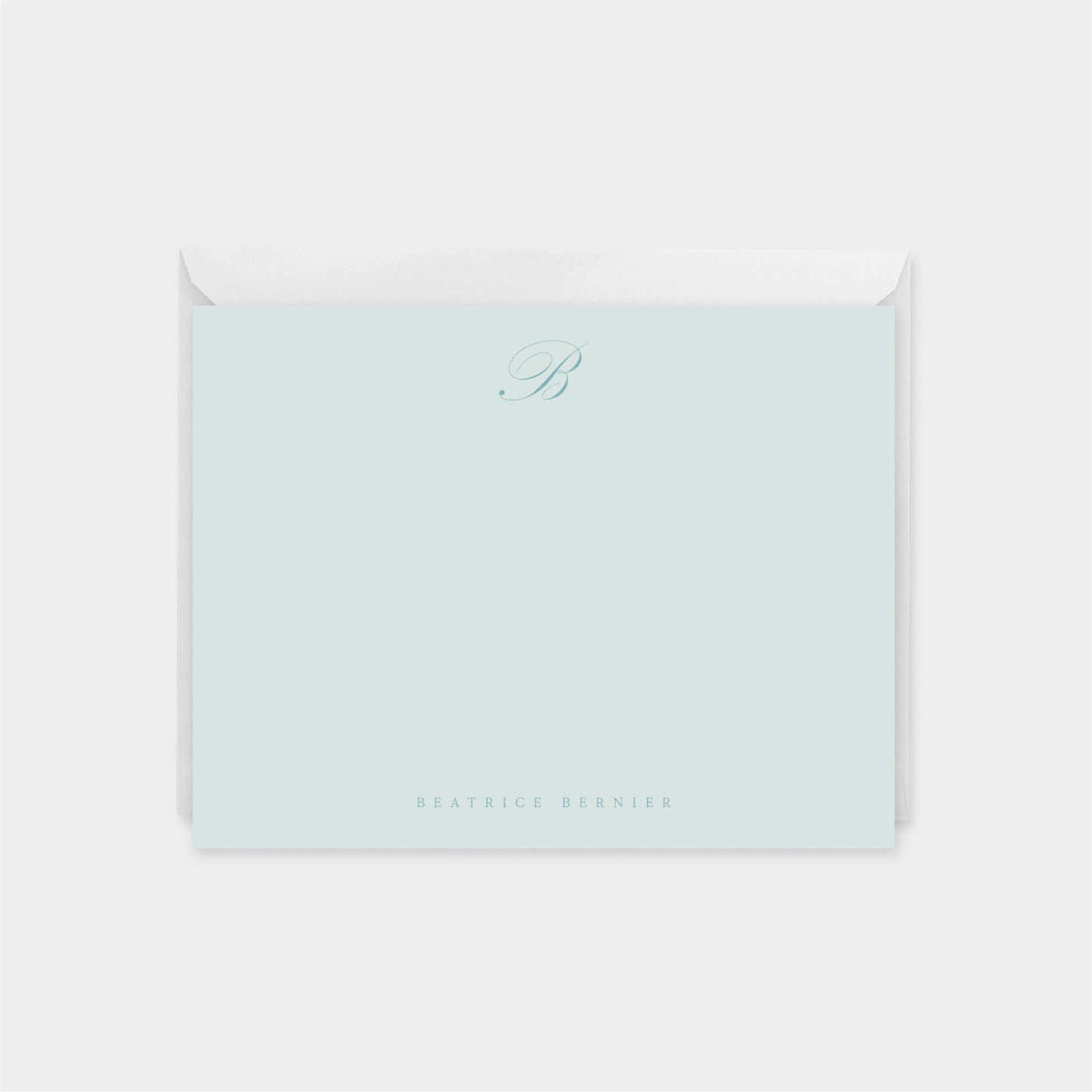 Powder Blue Ornate Script Monogram Note Cards