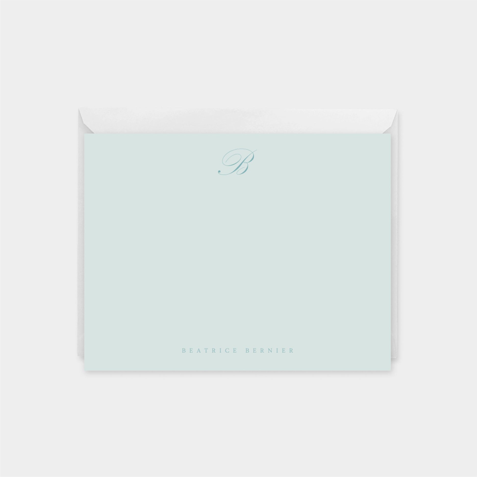 Powder Blue Ornate Script Monogram Note Cards