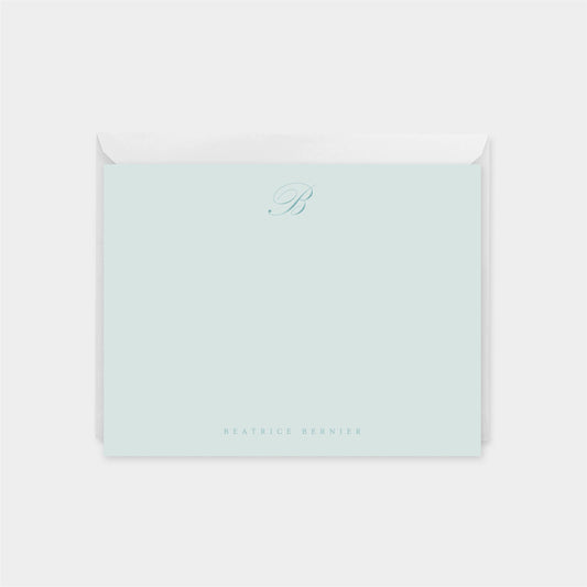 Powder Blue Ornate Script Monogram Note Cards