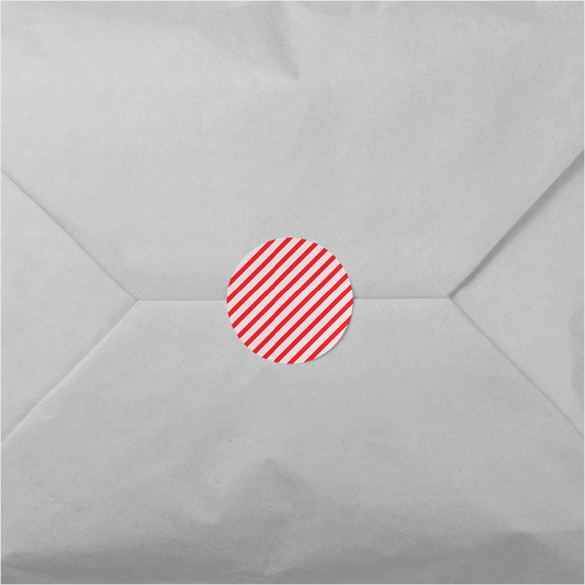 Red Stripe Holiday Round Sticker