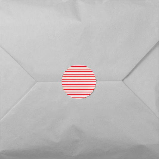 Red Stripe Holiday Round Sticker II