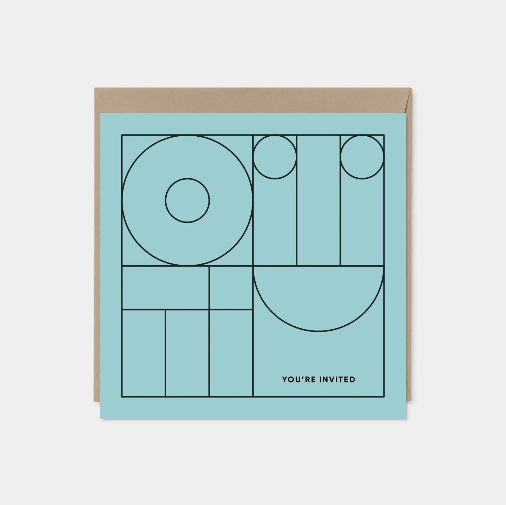 Square Geo Modern Line Art Invitation
